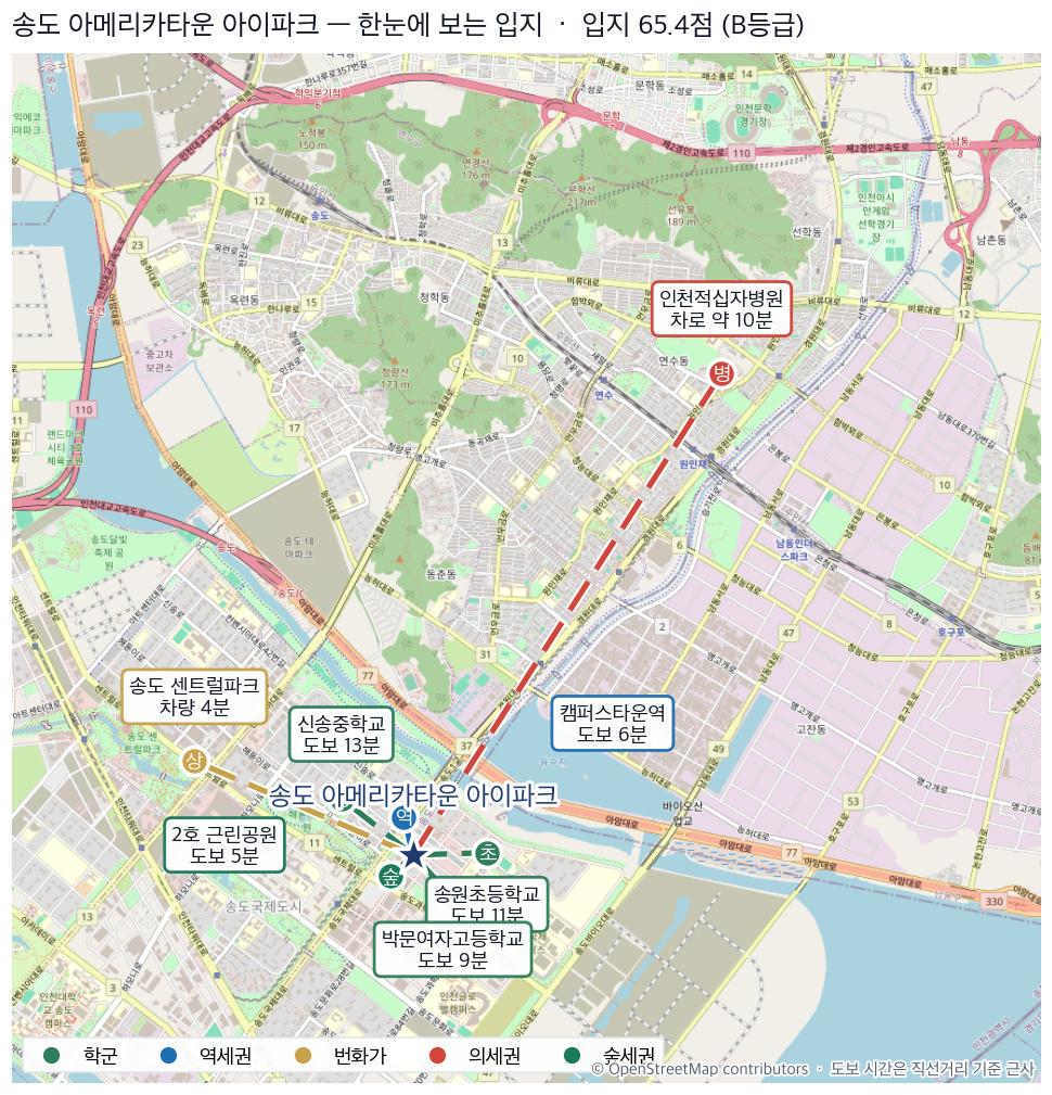 송도 아메리카타운 아이파크 입지 지도